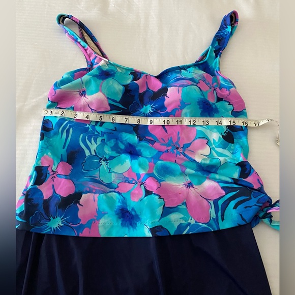 Maxine of Holliwood Women’s One Piece Skirted Swimsuit Blue/Pink Size 12. - Picture 8 of 16